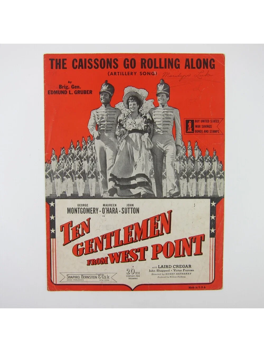 Sheet Music Caissons Go Rolling Along Ten Gentlemen From West Point Vintage 1936